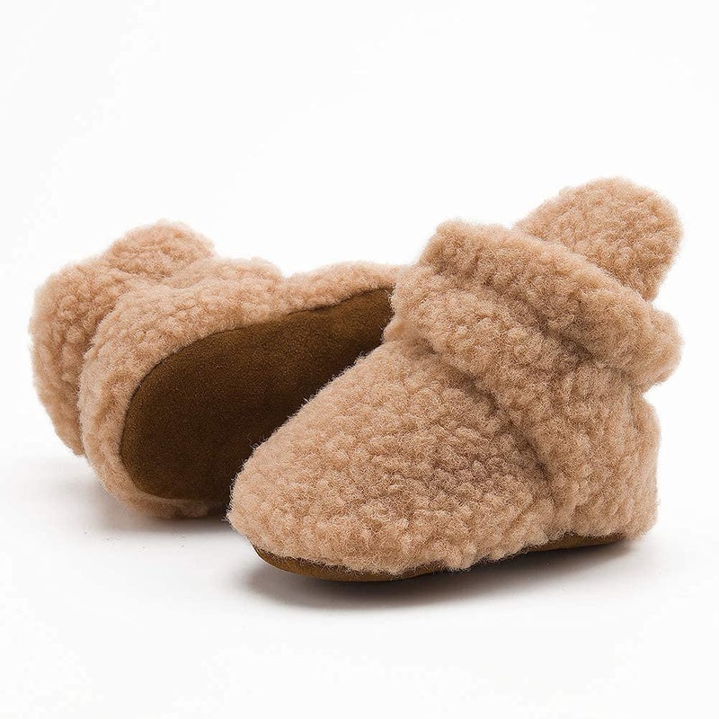 Babelvit Newborn Baby Boy Girl Soft Fleece Booties Stay On Infant Slippers Socks Shoe Non Skid Gripper Toddler First Walkers Winter Ankle Crib Shoes - Image 4